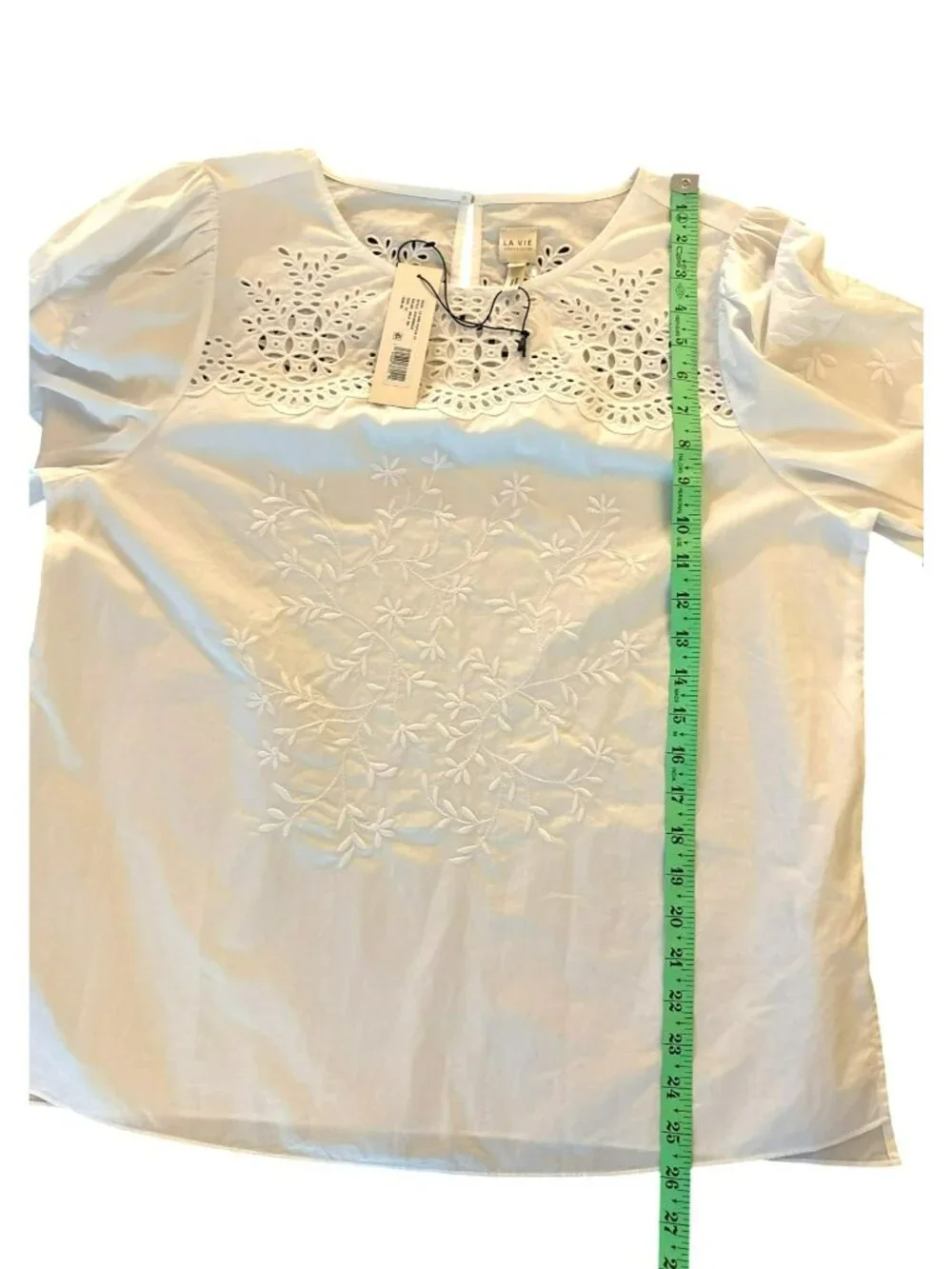 NWT La Vie Rebecca Taylor Embroidered Eyelet Cotton Poplin Blouse Size XL - Picture 8 of 8